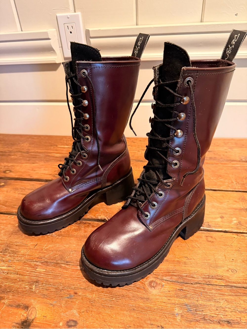 Vintage 90s Muro Welt Oxblood Leather Boots Size 7 Made in Mexico